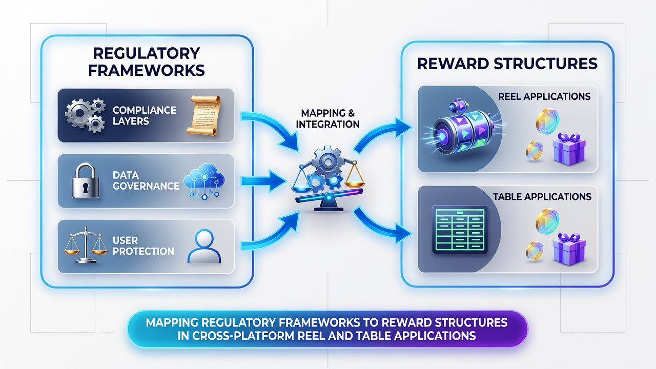 Flowchart of reward calculation across different regulatory zones for mobile gaming apps